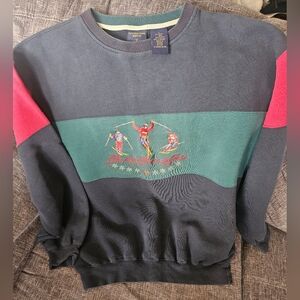 Vintage Skiing Fleece Sweatshirt. L. 22ptp